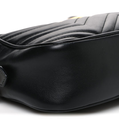 Gucci Calfskin Matelasse Small GG Marmont Chain Shoulder Bag Black 8 of 13