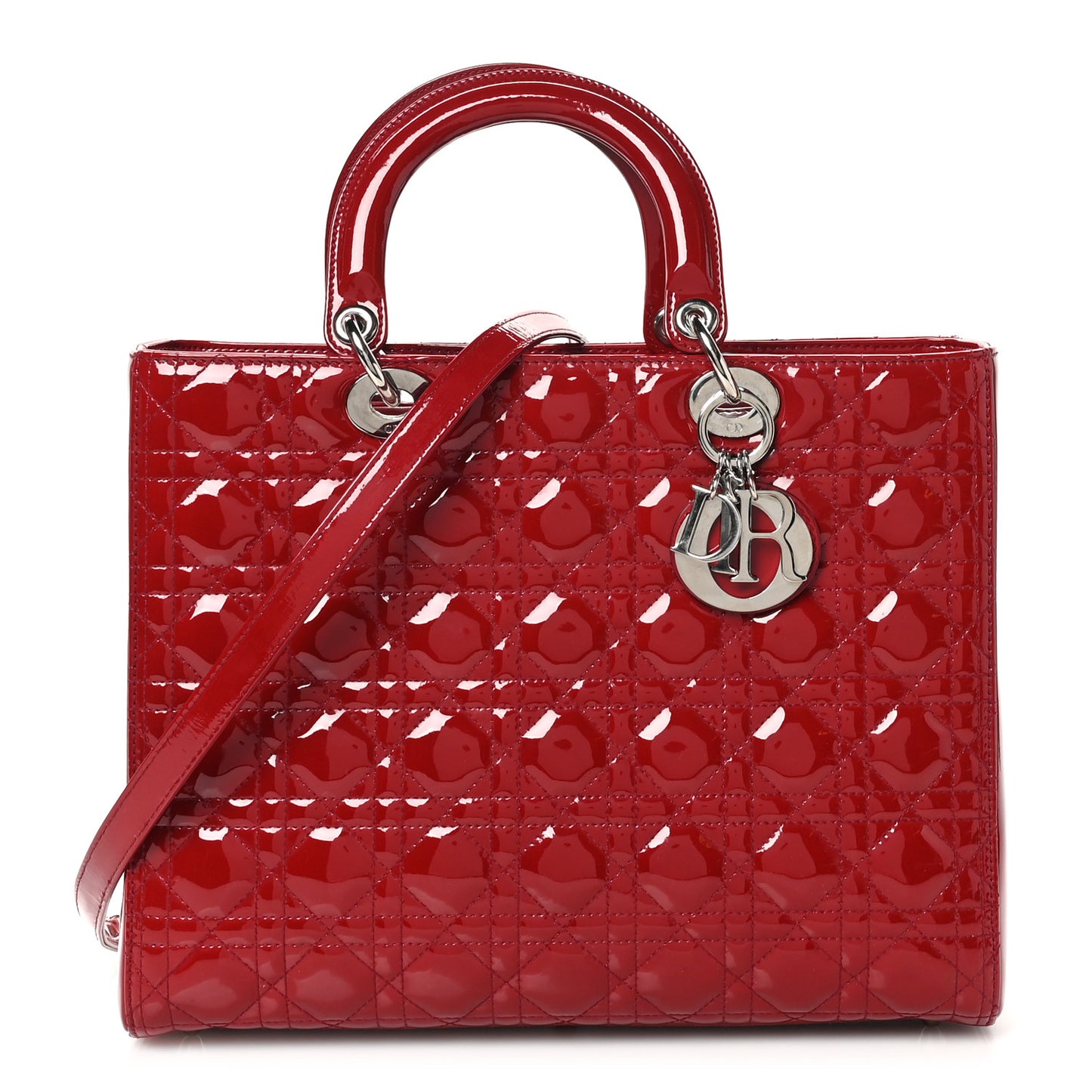 Patent Cannage Large Lady Dior Red