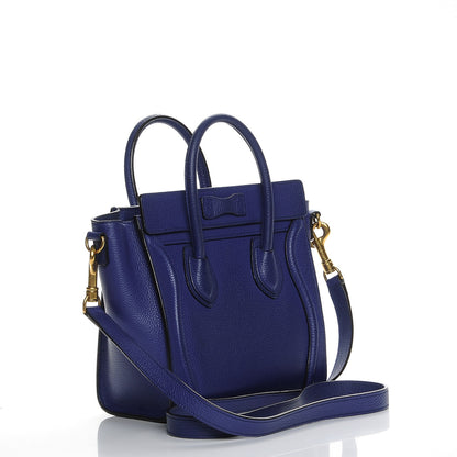 Celine Drummed Calfskin Nano Luggage Indigo 3 of 8