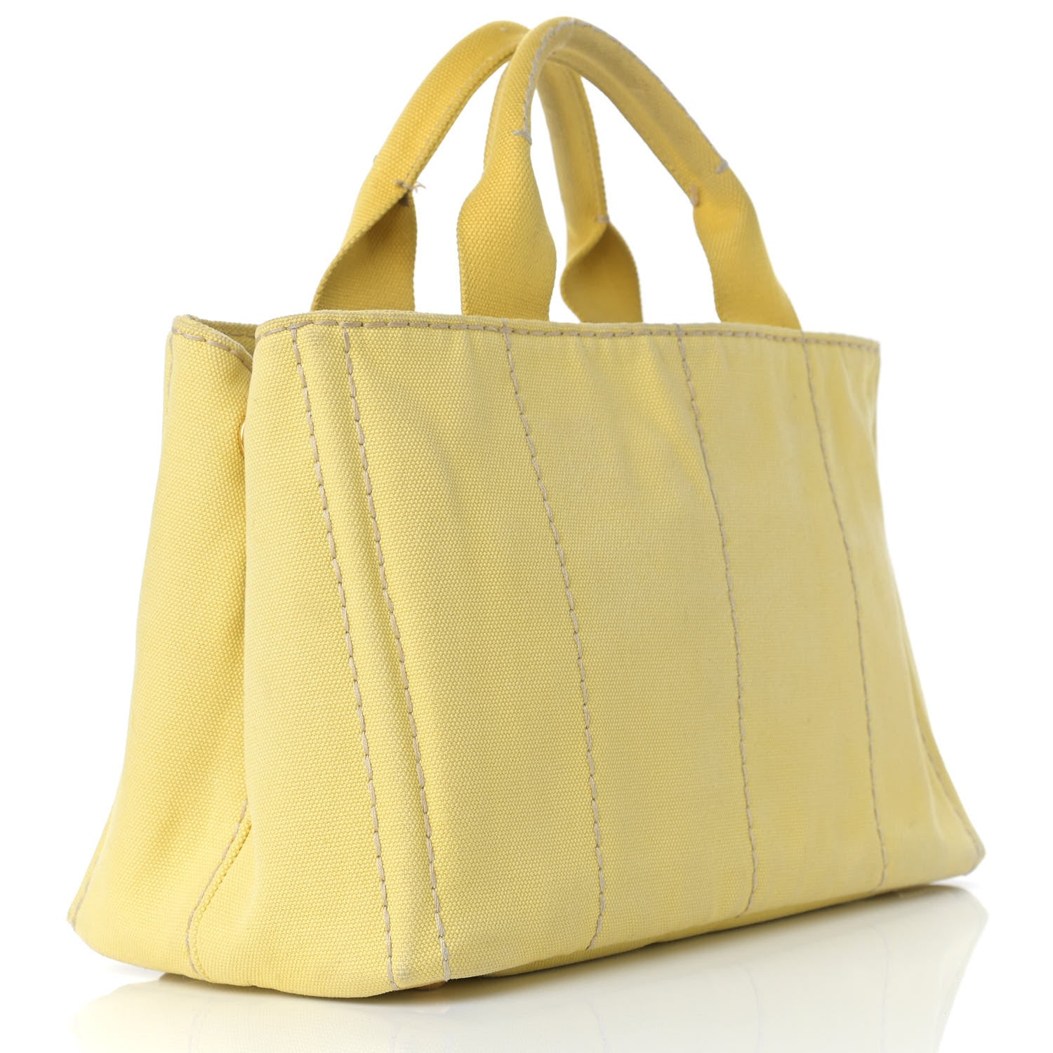 Prada Canvas Canapa Small Logo Tote Yellow 3 of 19