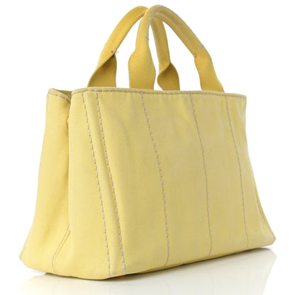 Prada Canvas Canapa Small Logo Tote Yellow 3 of 19