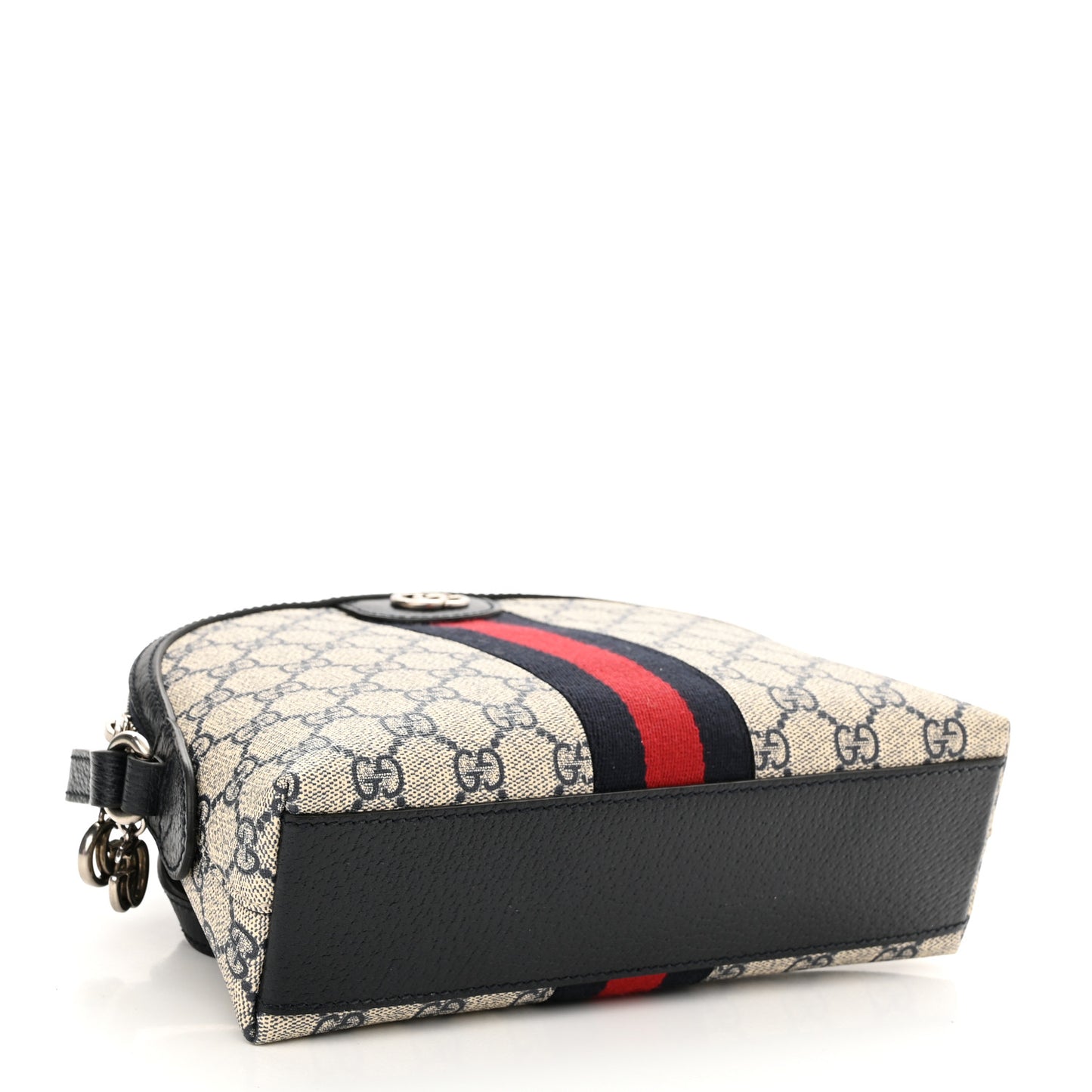GG Supreme Monogram Textured Dollar Calfskin Web Small Ophidia Dome Shoulder Bag Beige Blue