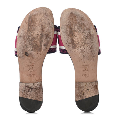 Christian Dior Canvas Embroidered Animals Dway Mules Slide Sandals 38 Deep Blue Fuchsia 4 of 4