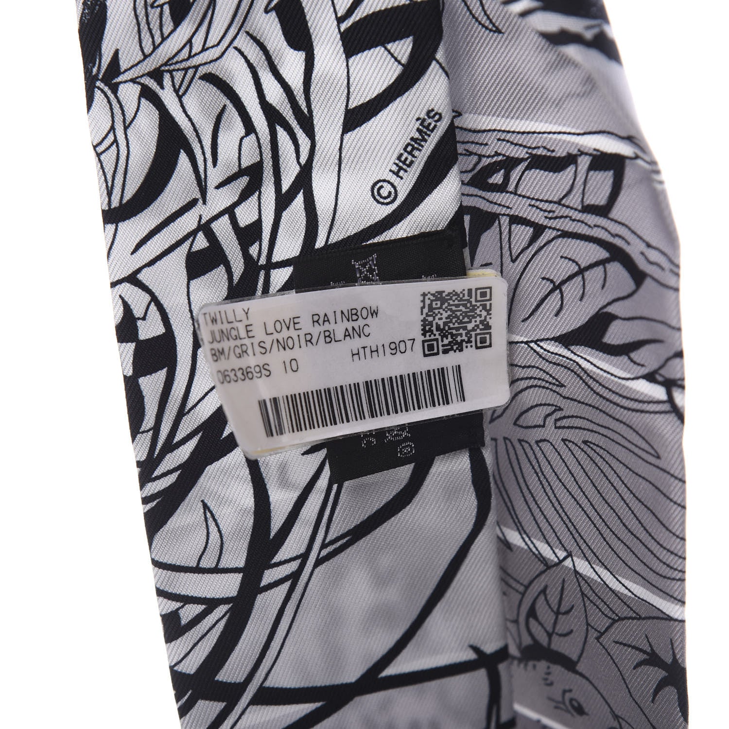 Hermes Silk Jungle Love Rainbow Twilly Gris Black White 2 of 4