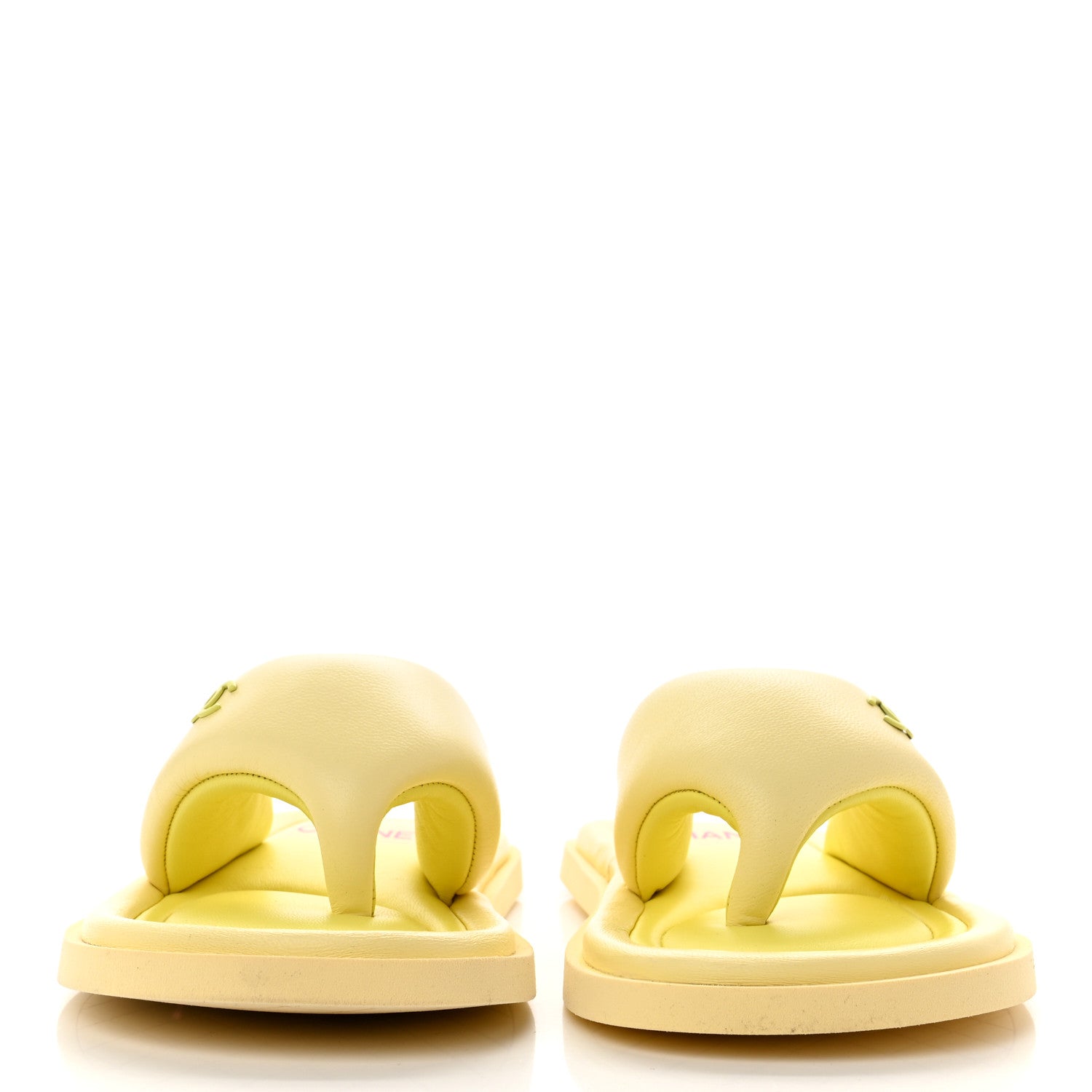 Chanel Lambskin Padded Pool Thong Sandals 36 Yellow 2 of 8