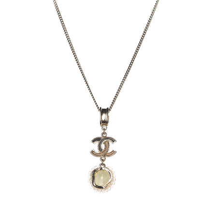 Chanel Resin Enamel CC Drop Necklace Light Gold 1 of 4