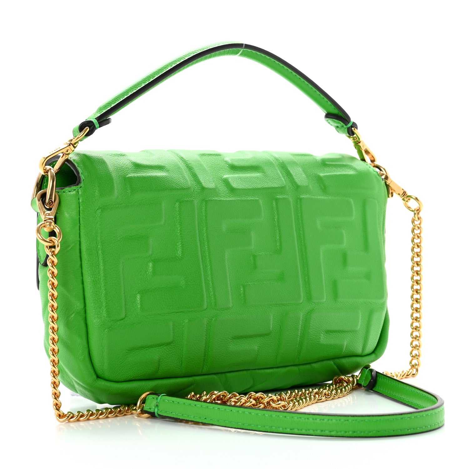 Fendi Nappa FF 1974 Embossed Mini Baguette Tomatillo 2 of 8