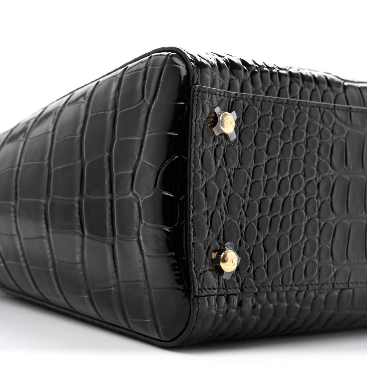 Chanel Calfskin Crocodile Embossed Archetype Small Shopping Tote Black 9 of 10
