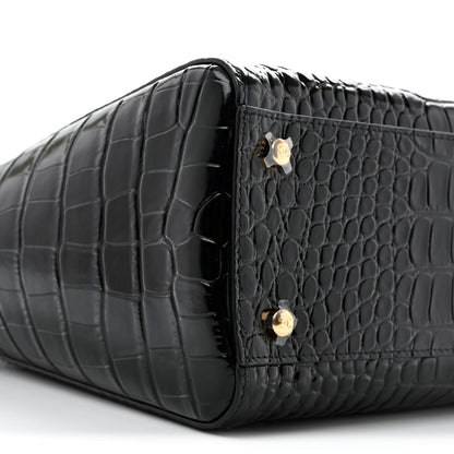 Chanel Calfskin Crocodile Embossed Archetype Small Shopping Tote Black 9 of 10