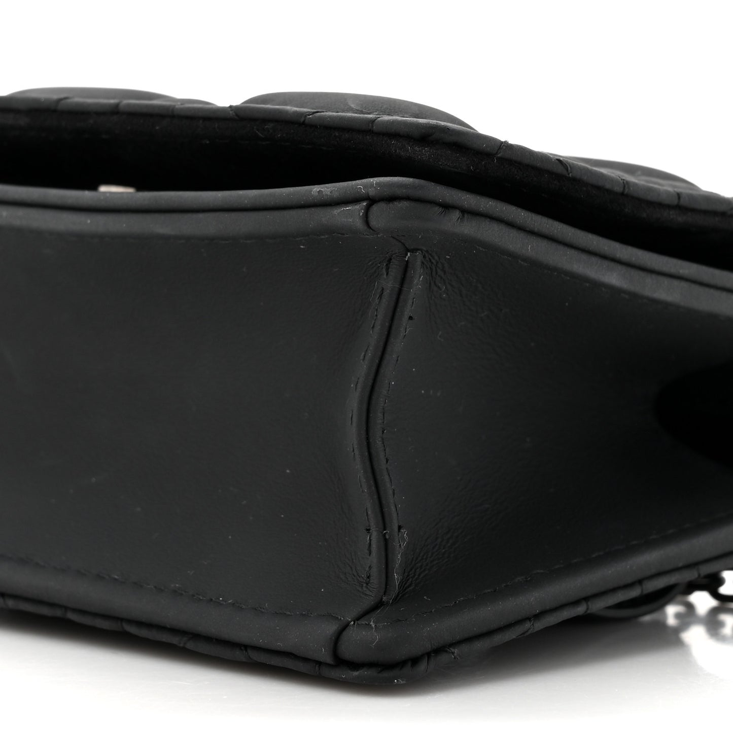 Ultra Matte Calfskin Cannage Mini Waist Pouch on Chain Black