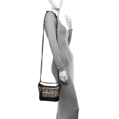 Chanel Tweed Calfskin Quilted Small Gabrielle Hobo Black Multicolor 2 of 11