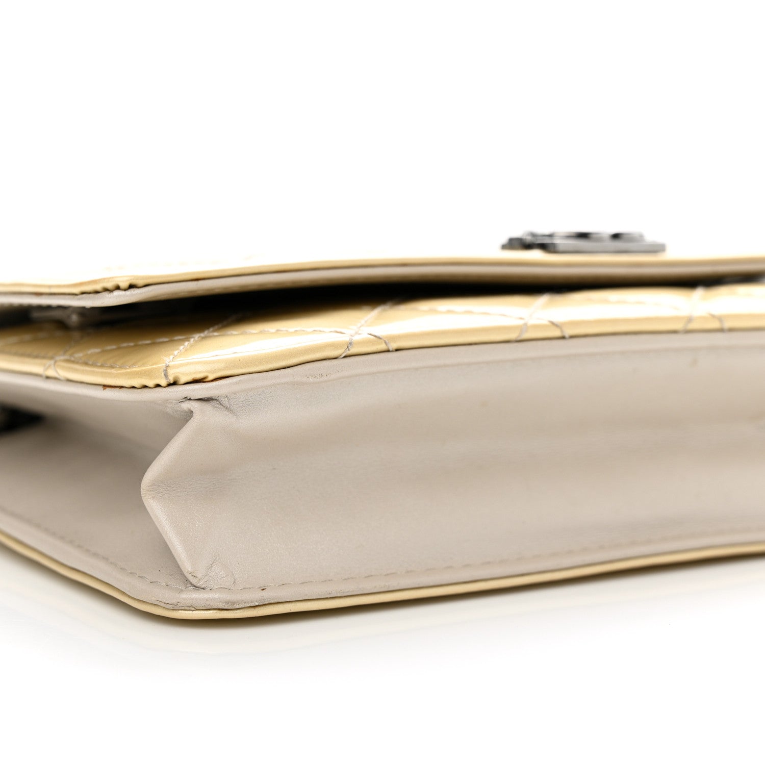 Chanel Iridescent Patent Calfskin Quilted Boy Wallet On Chain WOC Beige 10 of 15