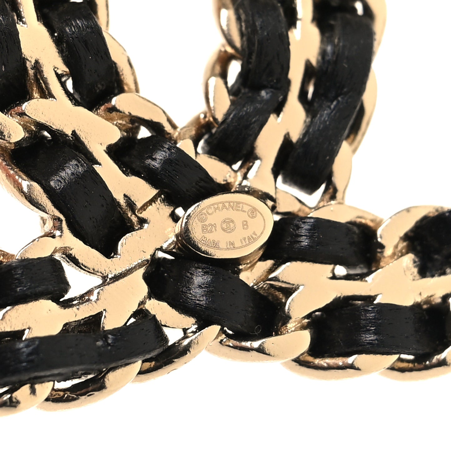 Lambskin Crystal CC Chain Brooch Black Gold