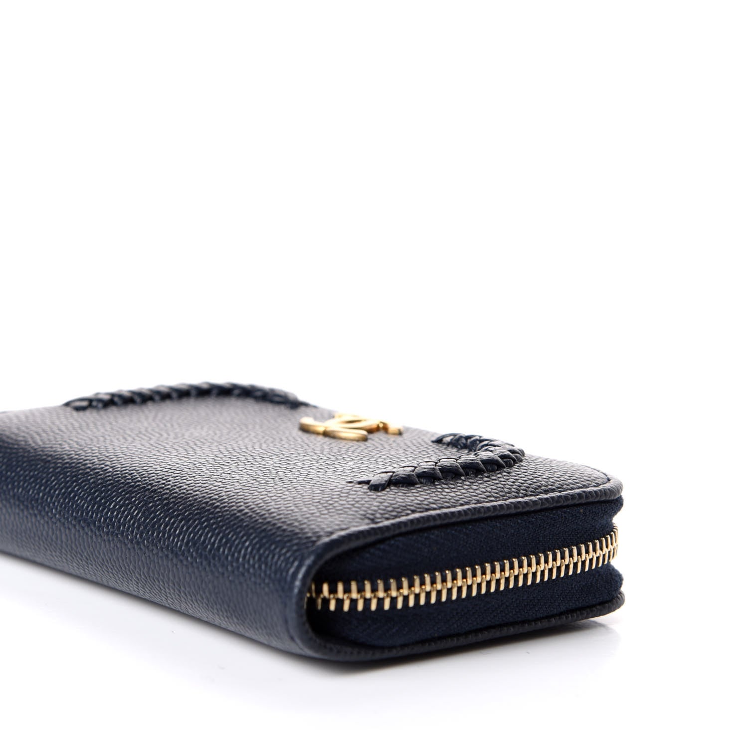 Chanel Caviar Braided Zip Around Coin Purse Navy 6 of 10