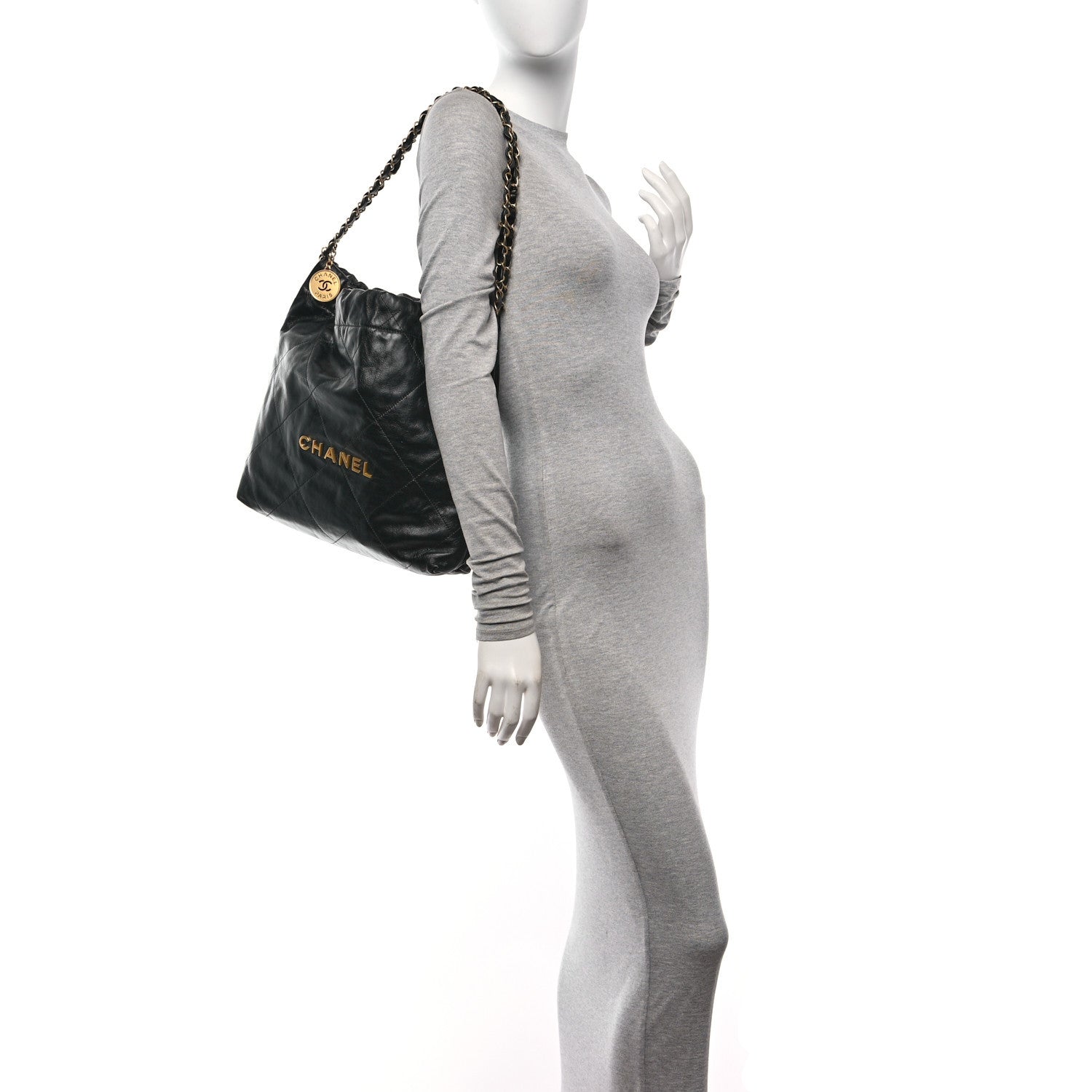 Chanel Shiny Calfskin Quilted Small Chanel 22 Black 2 of 11