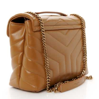Saint Laurent Calfskin Y Quilted Monogram Small Loulou Chain Satchel Dark Natural 3 of 11