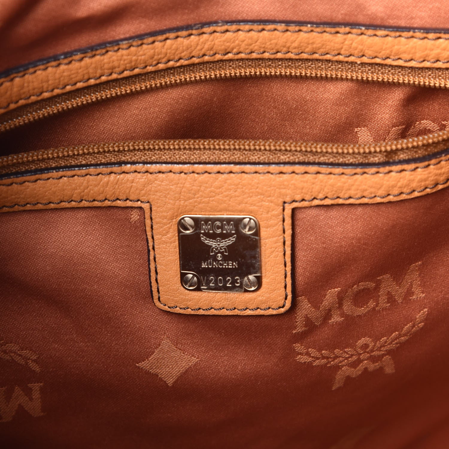 MCM Calfskin Ottomar Drawstring Shoulder Bag Sandstone 6 of 8