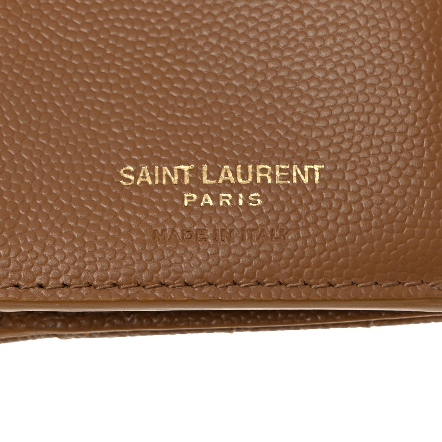 Saint Laurent Grain De Poudre Matelasse Chevron Monogram Compact Tri Fold Wallet Natural Dark 6 of 7