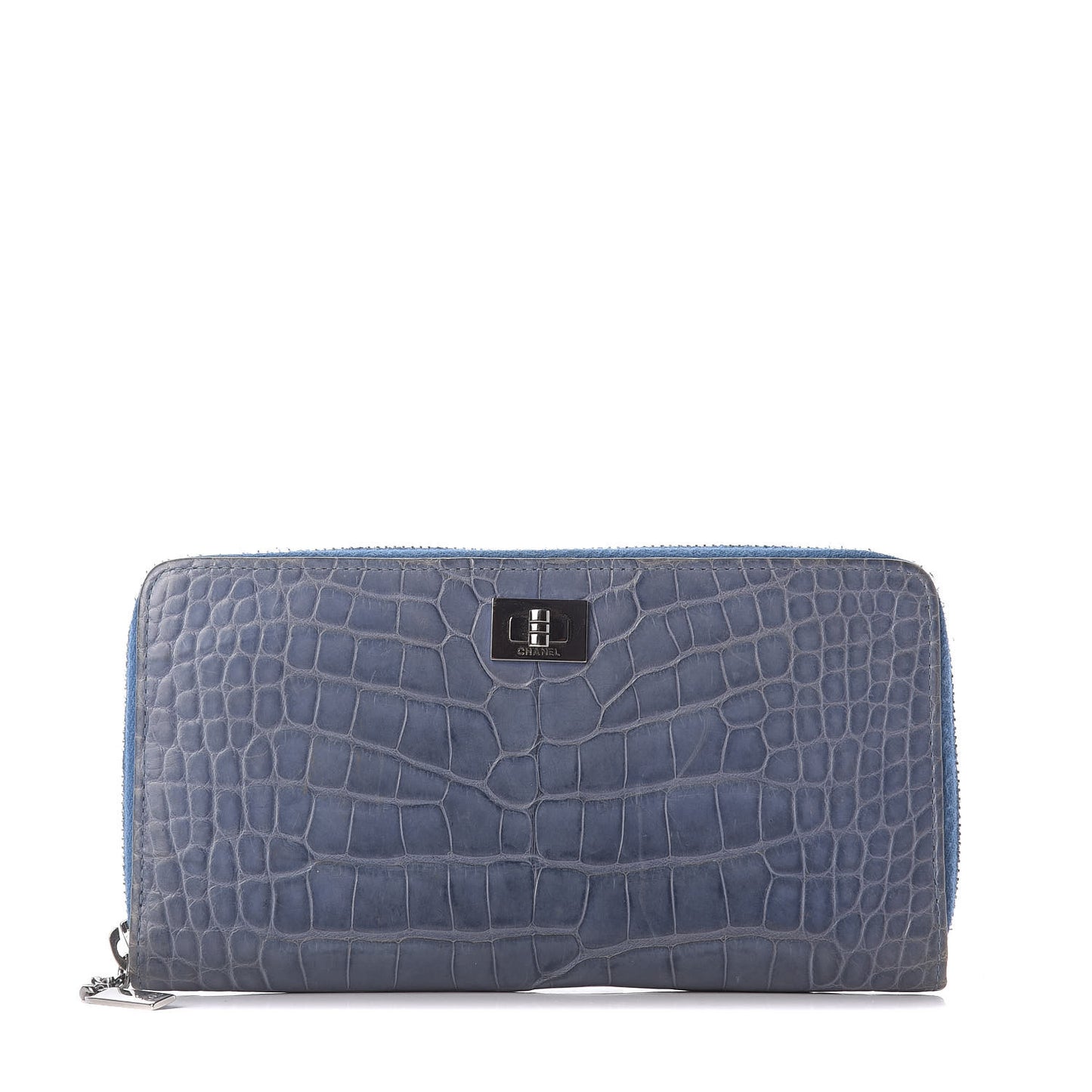 Matte Alligator Reissue Large Gusset Zip Around Wallet Blue