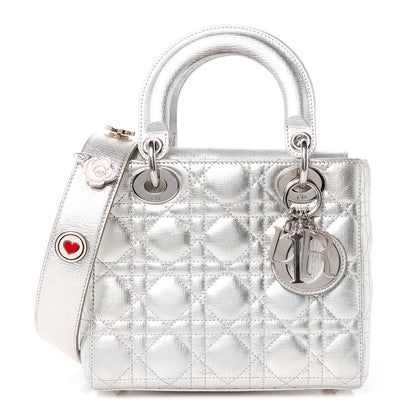 Christian Dior Metallic Grained Calfskin Cannage Small Lucky Badges My Lady Dior Silver 1 of 11