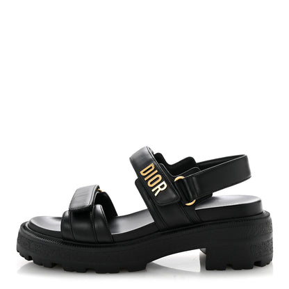 Christian Dior Lambskin Dioract 10mm Sandals 38 Black 1 of 10
