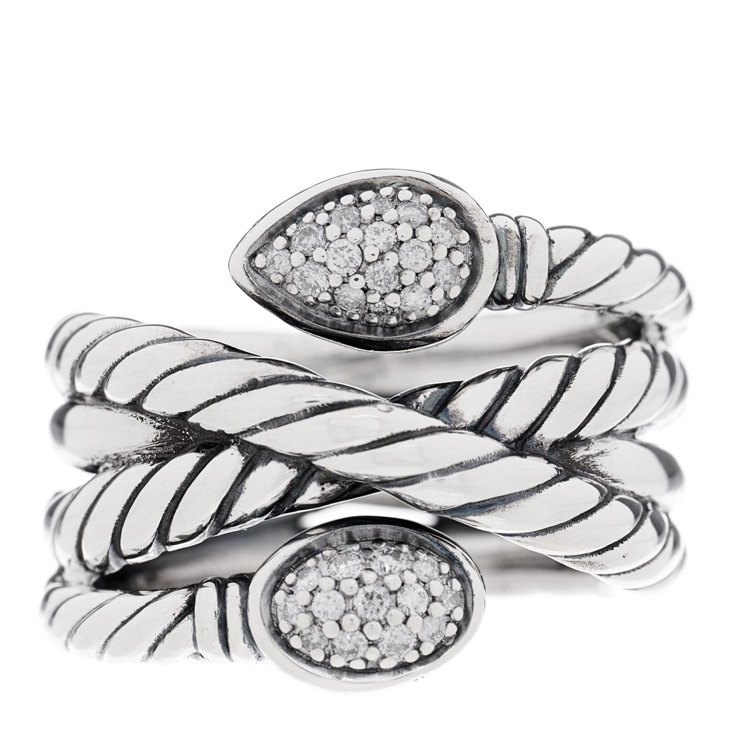 Sterling Silver Diamond Renaissance Serpent Ring 56 7.5