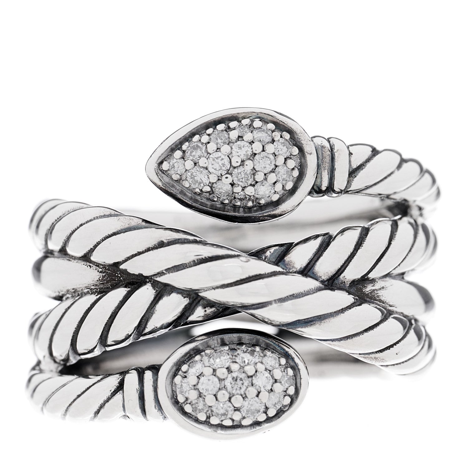 David Yurman Sterling Silver Diamond Renaissance Serpent Ring 56 7.5 1 of 5