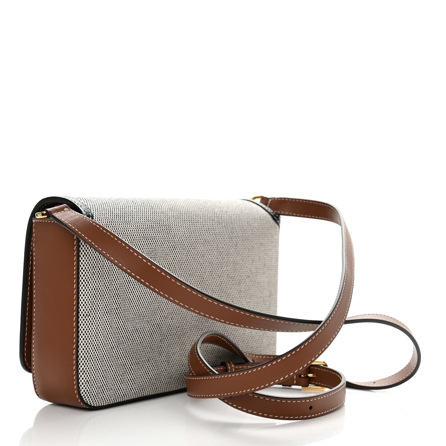 Cotton Canvas Horseferry Print Crossbody Bag Grey
