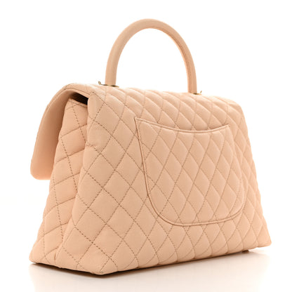 Chanel Caviar Quilted Medium Coco Handle Flap Light Beige 3 of 10