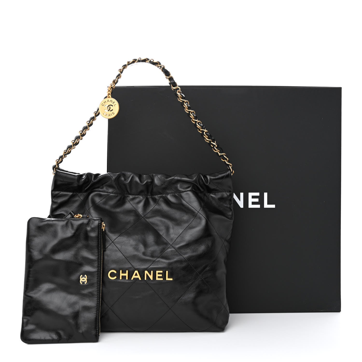 Chanel Shiny Calfskin Quilted Small Chanel 22 Black 14 of 14