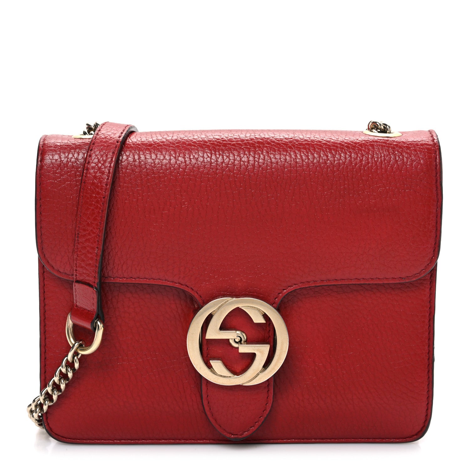 Gucci Dollar Calfskin Small Interlocking G Shoulder Bag Red 1 of 10
