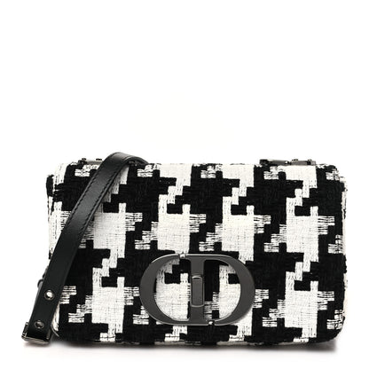 Christian Dior Tweed Macro Houndstooth Small Caro Bag Black White 1 of 10