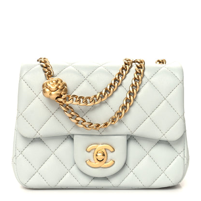 Chanel Lambskin Quilted Mini Sweet Camellia Flap Light Blue 1 of 10