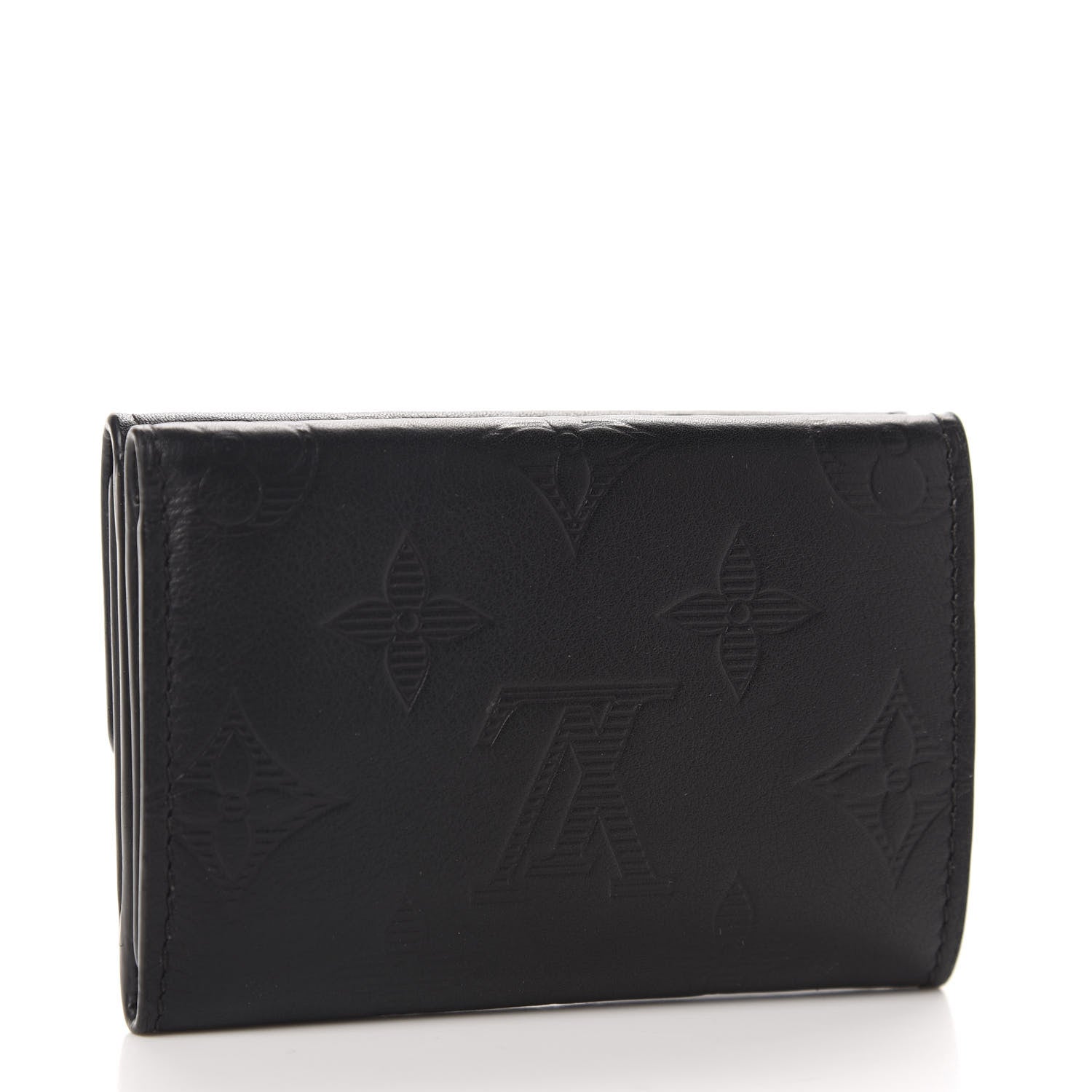 Louis Vuitton Calfskin Monogram Shadow Discovery Compact Wallet Black 3 of 6