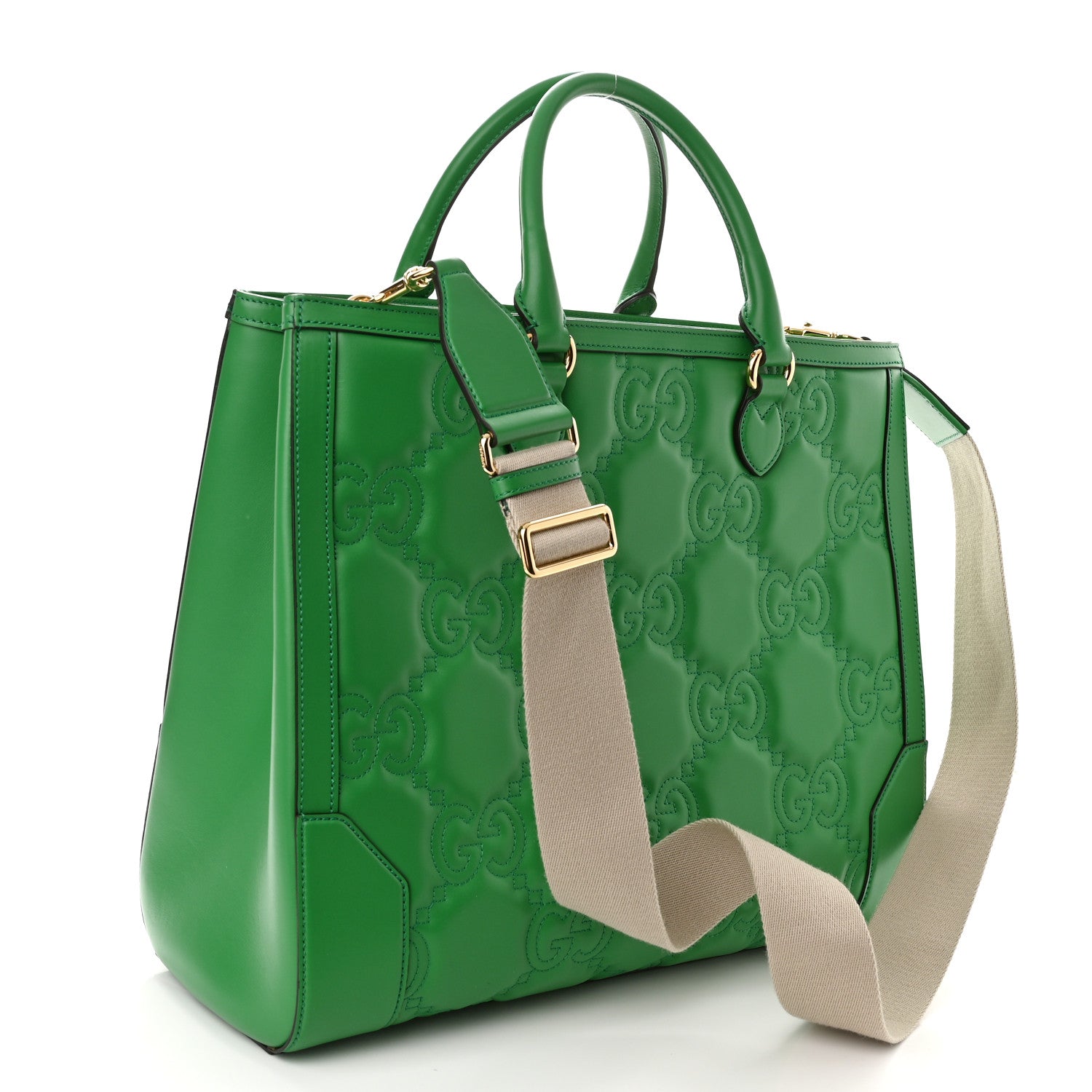 Gucci Calfskin GG Matelasse Tote Bag Bright Green 3 of 13