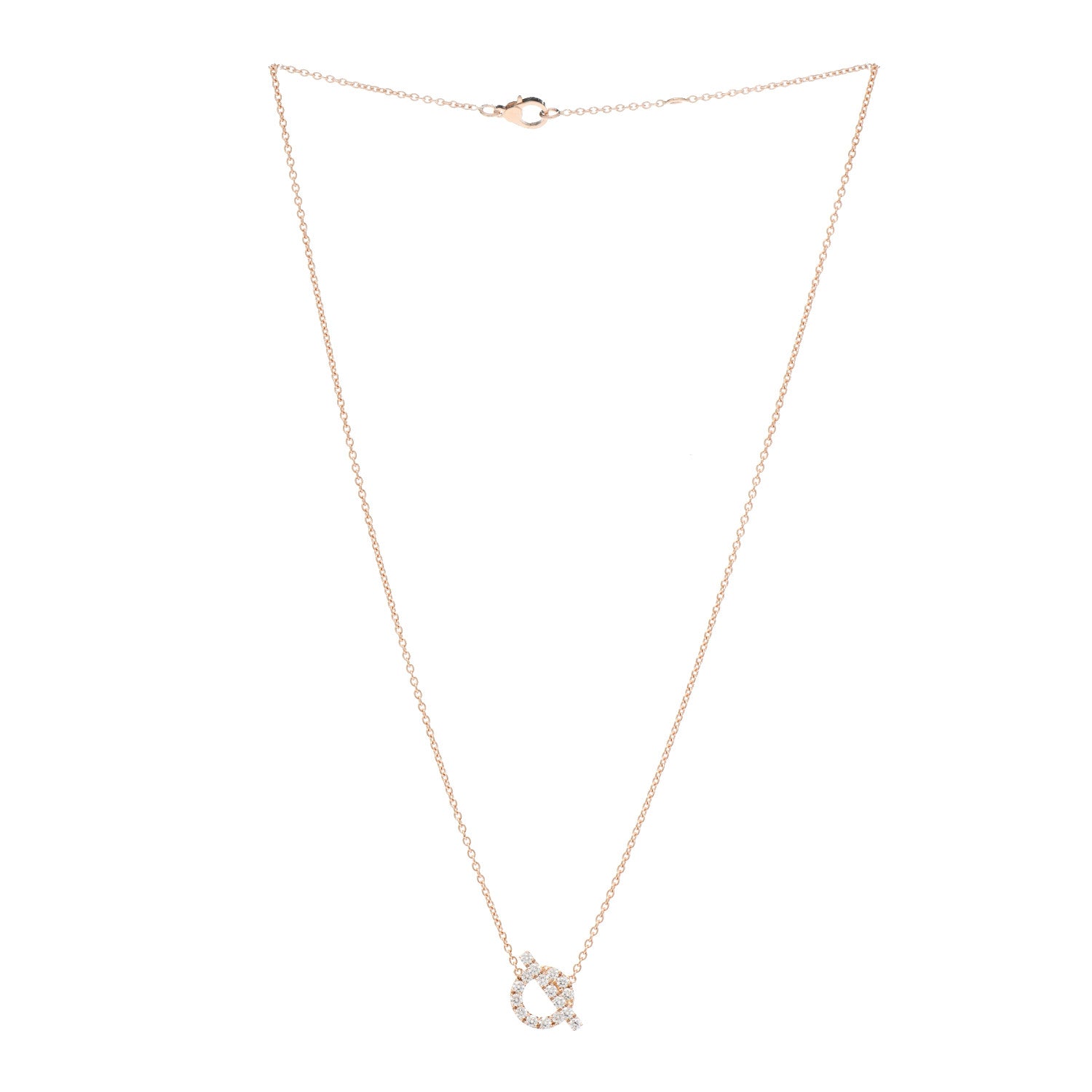 Hermes 18K Rose Gold Diamond Finesse Pendant Necklace 3 of 5