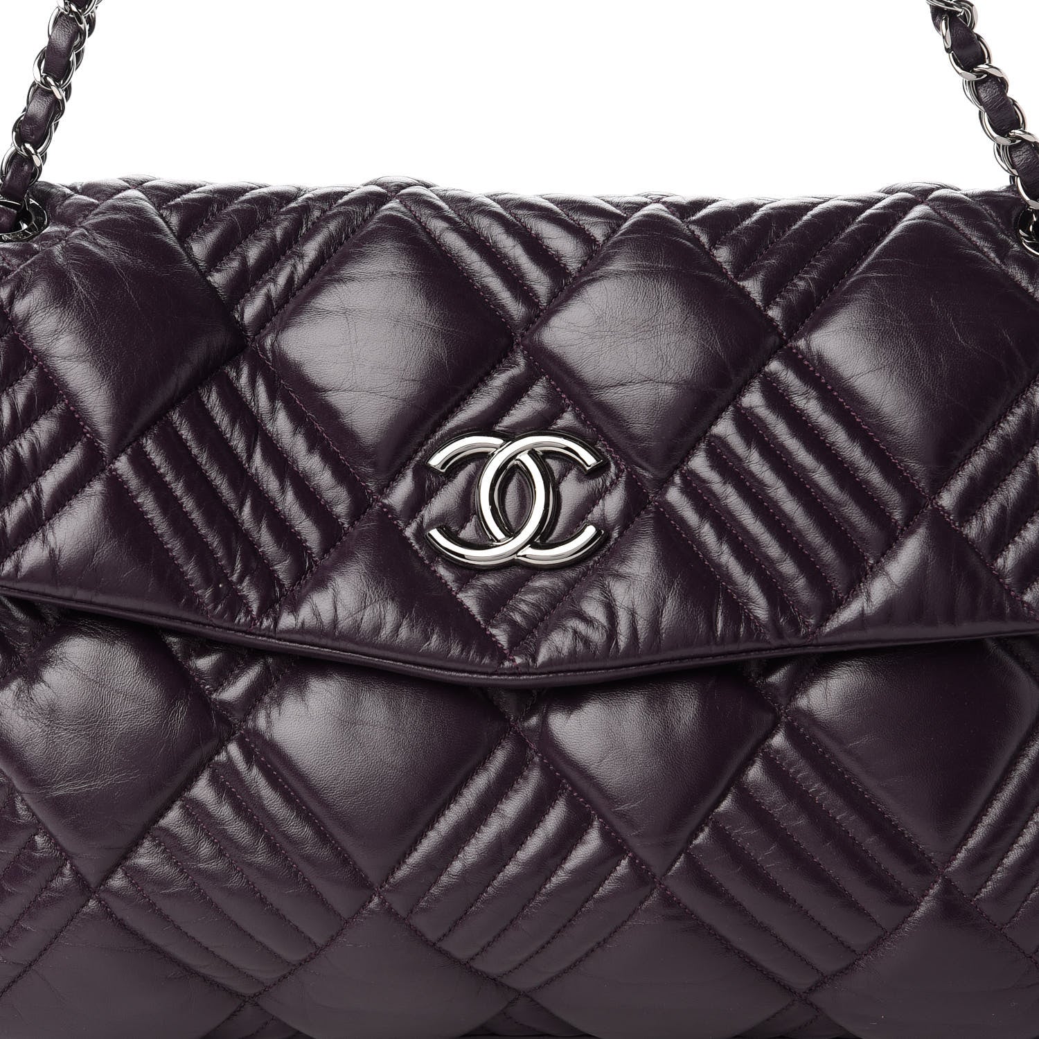 Chanel Calfskin Diagonal Quilted Flap Purple 10 of 10