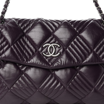 Chanel Calfskin Diagonal Quilted Flap Purple 10 of 10