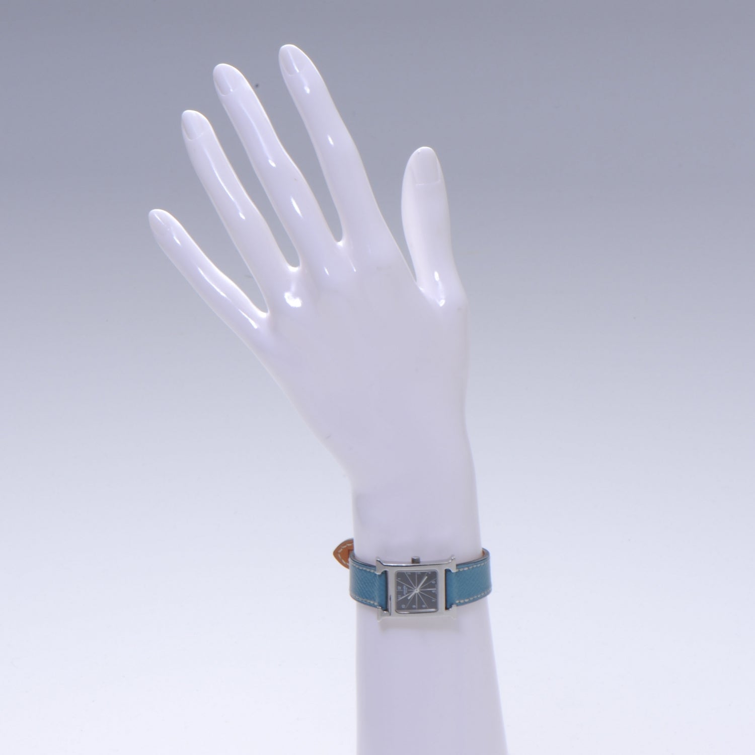 Hermes Stainless Steel Epsom 21mm Heure H Hour Watch Blue Jean 2 of 5