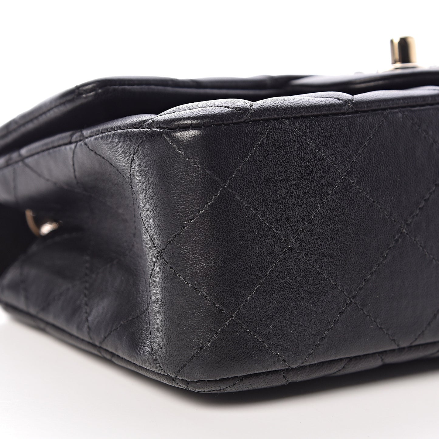 Lambskin Quilted Mini Rectangular Flap Black