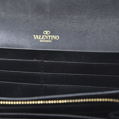 Valentino Garavani Calfskin Rockstud Wristlet Travel Wallet Black 10 of 13