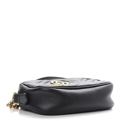 Gucci Calfskin Matelasse Mini GG Marmont Chain Shoulder Bag Black 4 of 10