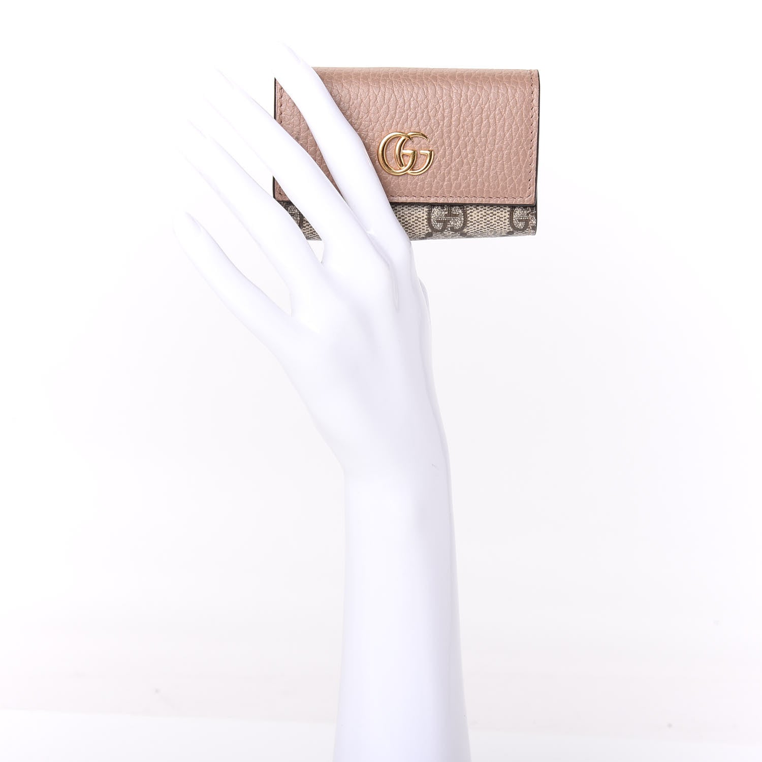 Gucci Dollar Calfskin GG Supreme Monogram GG Marmont 6 Key Holder Case Porcelain Rose Beige Ebony 2 of 7