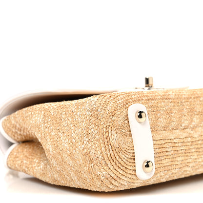 Chanel Raffia Lambskin Small Flap Bag Beige White 9 of 10