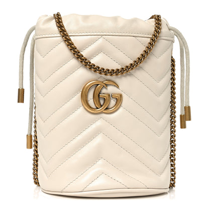 Gucci Calfskin Matelasse Mini GG Marmont 2.0 Bucket Bag White 1 of 9