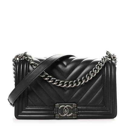 Chanel Lambskin Chevron Quilted Medium Boy Flap Black 1 of 10