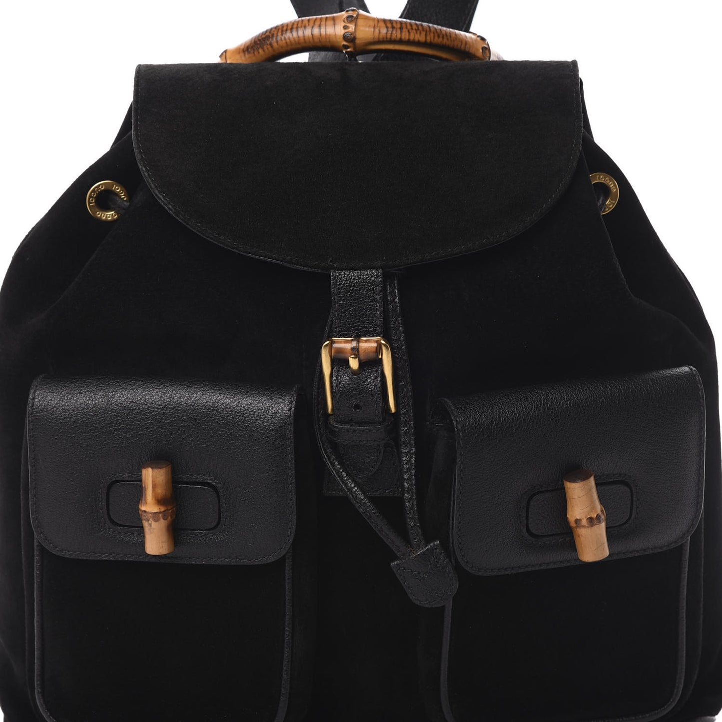 Suede Bamboo Backpack Black