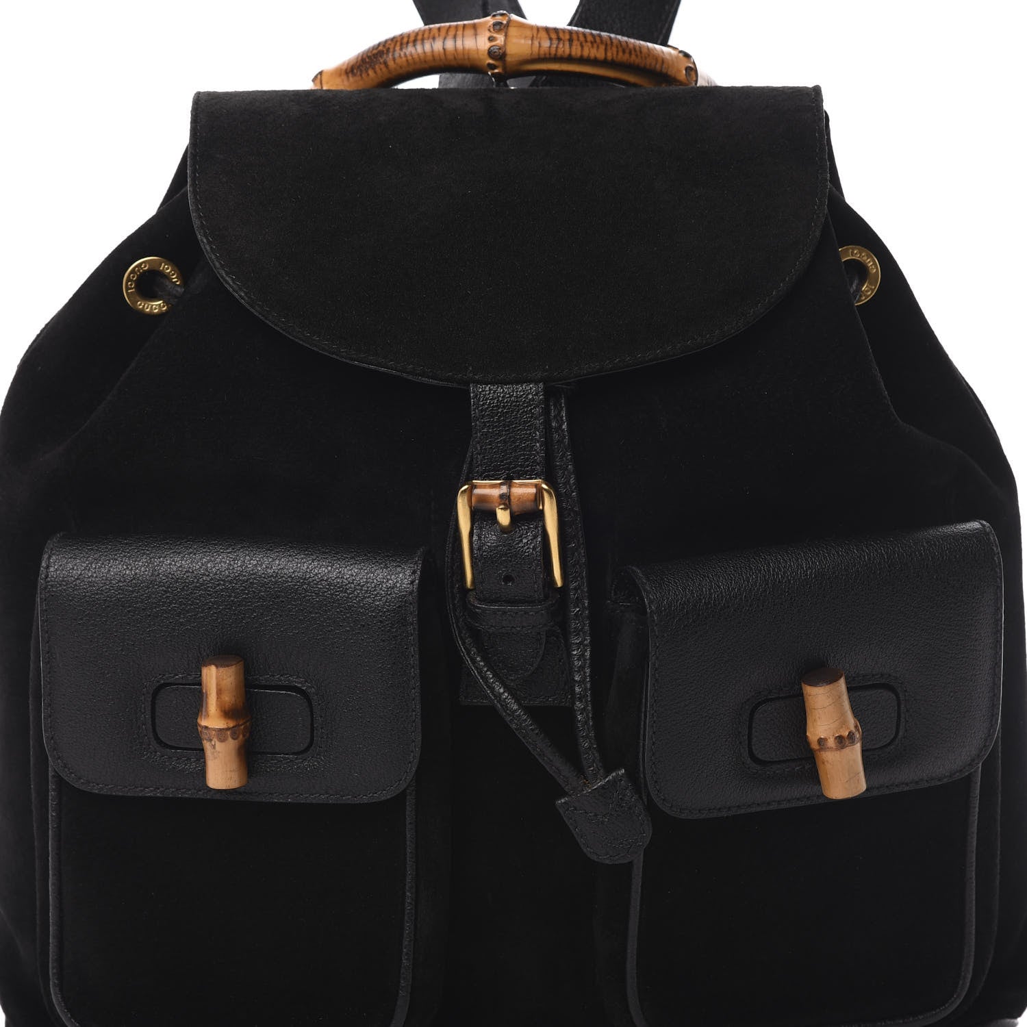 Gucci Suede Bamboo Backpack Black 7 of 14