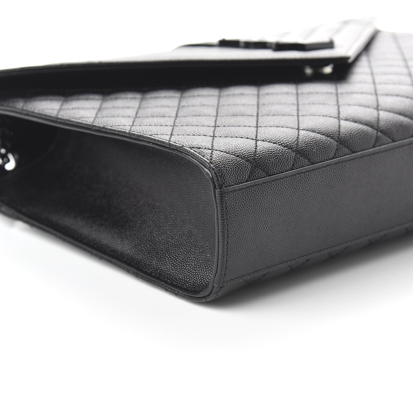 Grain De Poudre Textured Mixed Matelasse Large Triquilt Monogram Monochrome Satchel Black