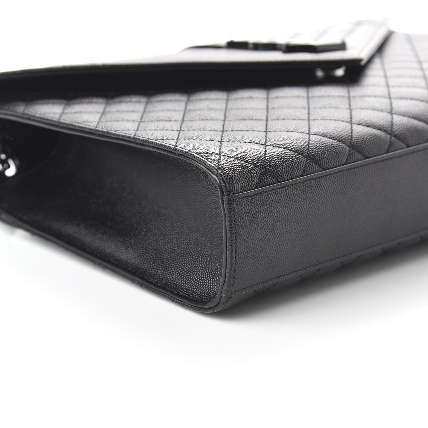 Saint Laurent Grain De Poudre Textured Mixed Matelasse Large Triquilt Monogram Monochrome Satchel Black 6 of 9
